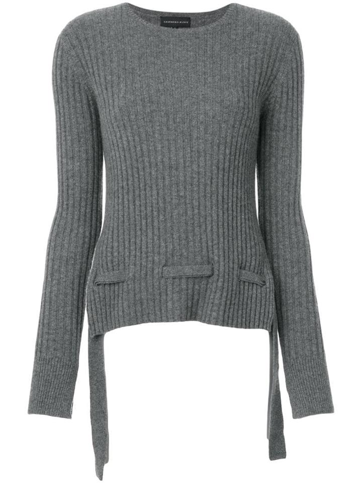Cashmere In Love Cashmere Belted Sweater - Grey