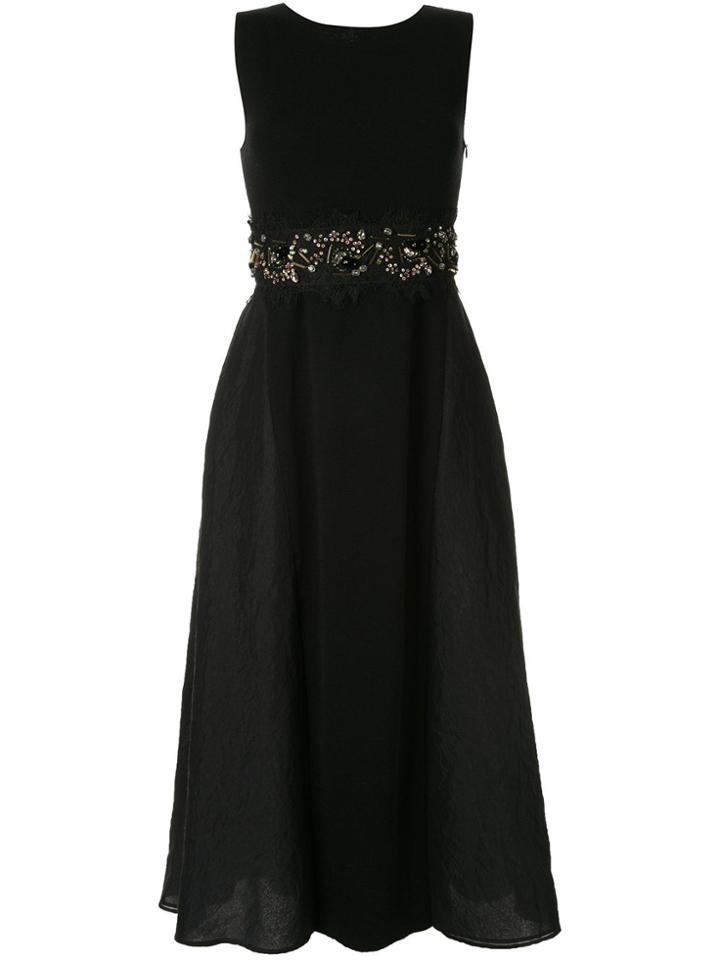 Onefifteen Beads And Lace Embroidered Midi Dress - Black