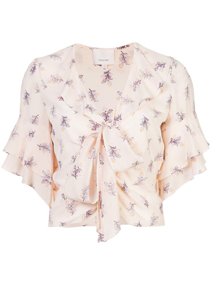 Cinq A Sept Floral-print Ruffled Blouse - Pink & Purple