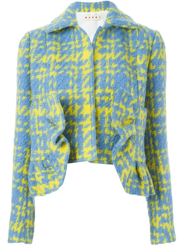 Marni Three-dimensional Check Ruffle Jacket