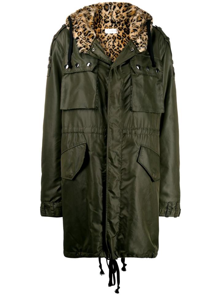 Faith Connexion Leopard Hooded Parka - Green