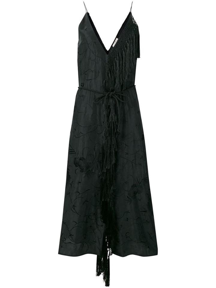 Forte Forte Floral Fringed Dress - Black