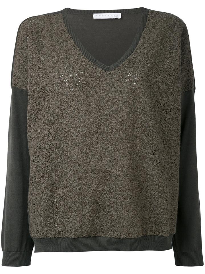 Fabiana Filippi - Contrast Sweatshirt - Women - Cotton/polyester - 46, Green, Cotton/polyester