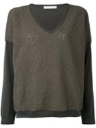Fabiana Filippi - Contrast Sweatshirt - Women - Cotton/polyester - 46, Green, Cotton/polyester
