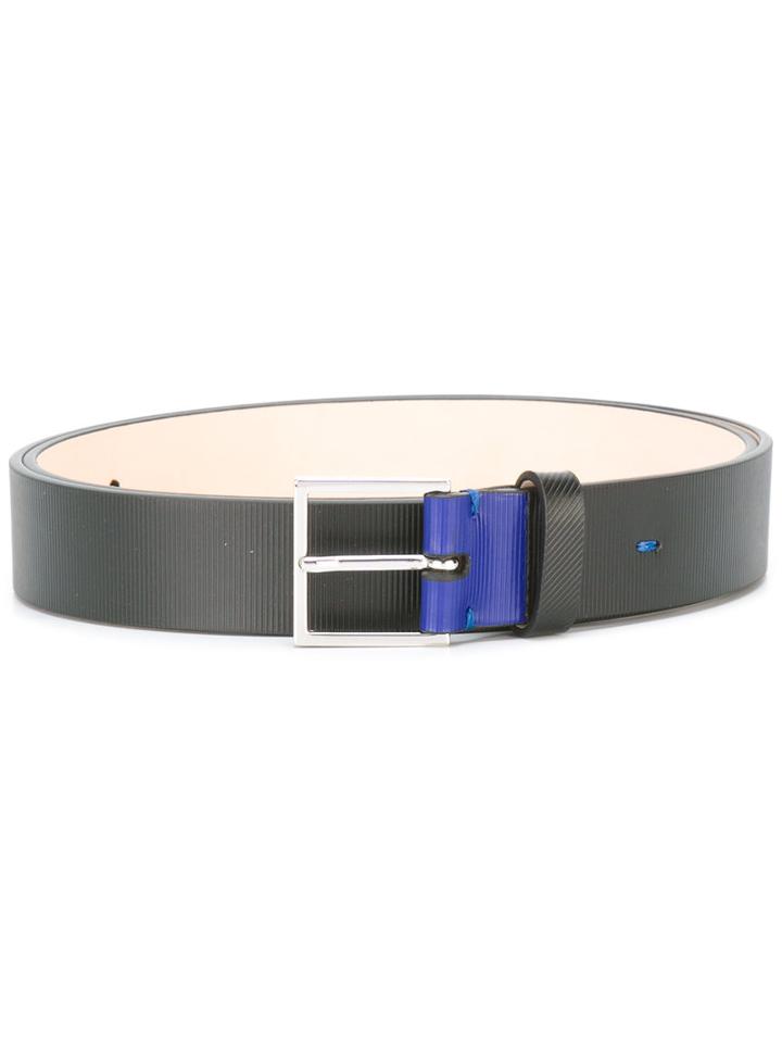 Ps By Paul Smith - Contrasting Detail Belt - Men - Calf Leather/zamac - 90, Black, Calf Leather/zamac