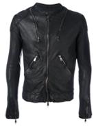 Giorgio Brato Zipped Leather Jacket, Men's, Size: 46, Black, Silk/cotton/leather/spandex/elastane