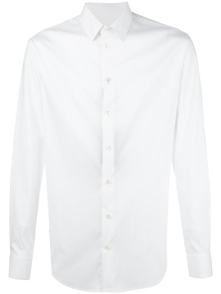 Giorgio Armani Classic Buttoned Shirt, Men's, Size: 42, White, Cotton/polyamide/spandex/elastane