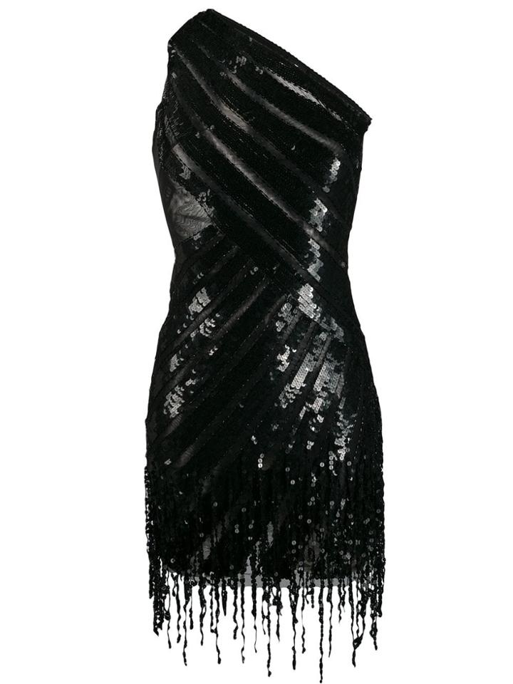 Elisabetta Franchi Sequin Embellished Asymmetric Dress - Black