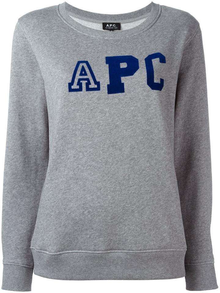 A.p.c. Logo Jumper, Women's, Size: Small, Grey, Cotton/polyester