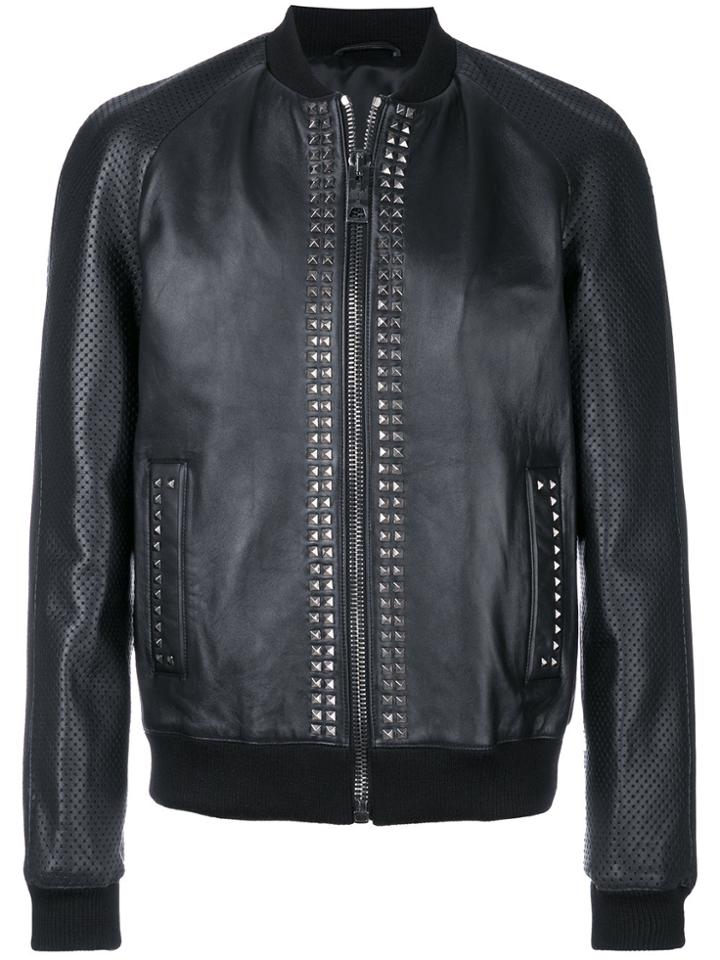 Les Hommes Studded Bomber Jacket - Black