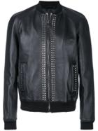 Les Hommes Studded Bomber Jacket - Black