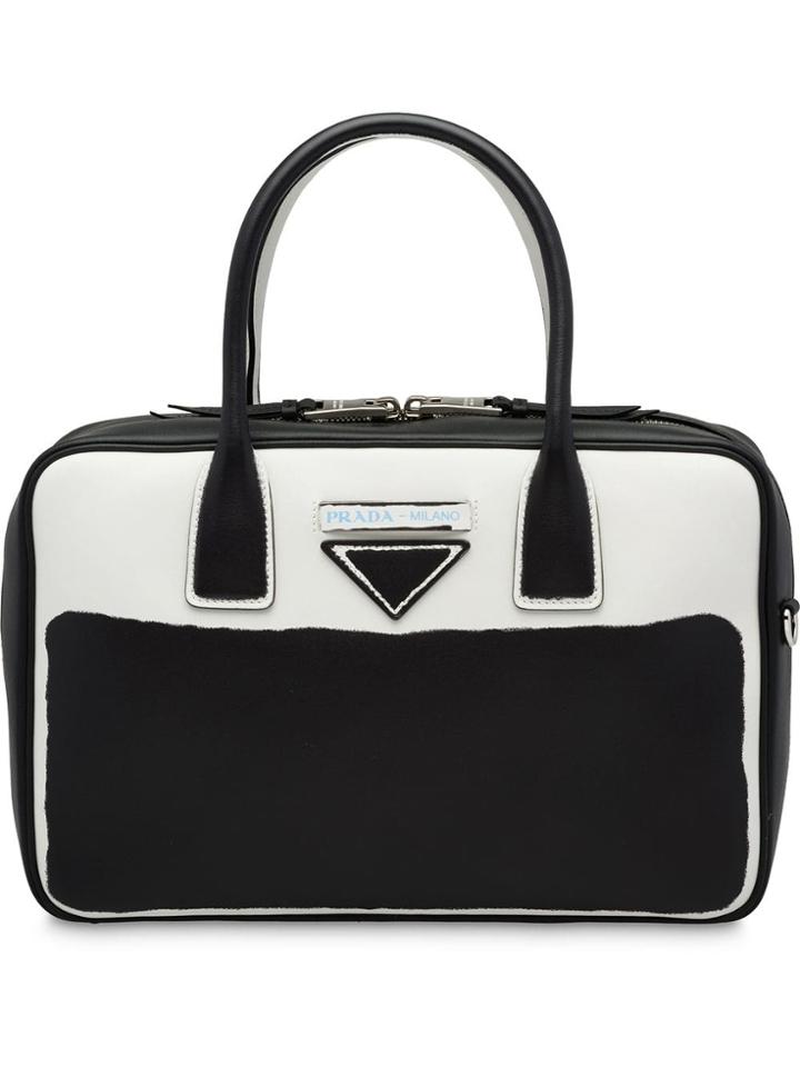 Prada Shadow Printed Leather Bag - Black