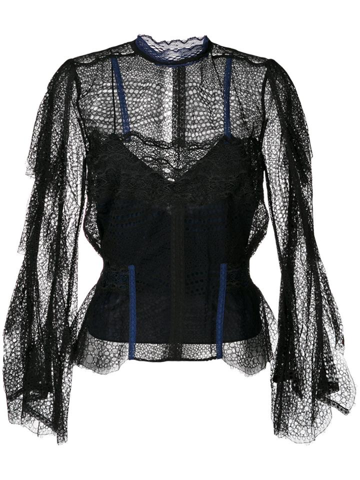 Jonathan Simkhai Lace High Neck Blouse - Black