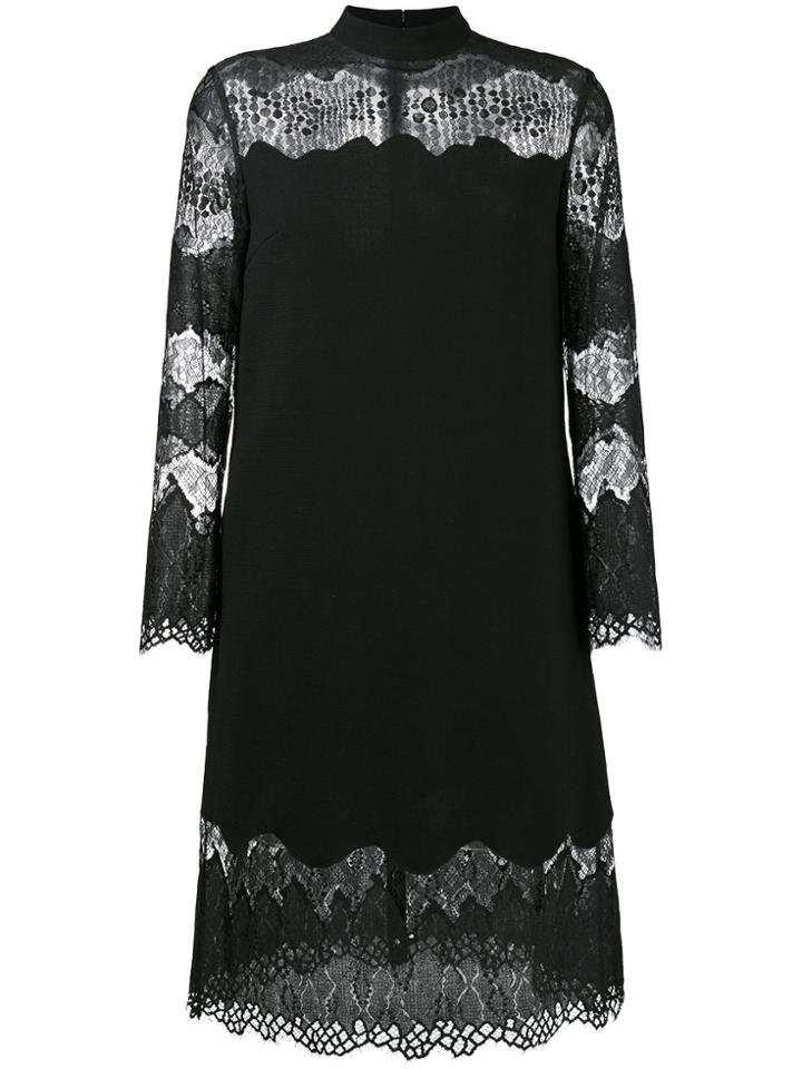 Huishan Zhang Lace Insert Long Sleeve Dress - Black