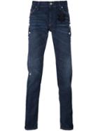 Dolce & Gabbana Patch Jeans, Men's, Size: 48, Blue, Cotton/polyester/glass/calf Leather