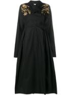 Ashish Embroidered Wrap Coat, Women's, Size: Medium, Black, Cotton