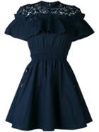 Self-portrait - Hudson Mini Dress - Women - Cotton/polyester - 12, Blue, Cotton/polyester