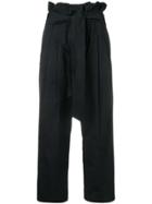 Twin-set Paperbag Waist Trousers - Black