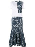 Junya Watanabe Denim Brocade Panel T-shirt - Blue