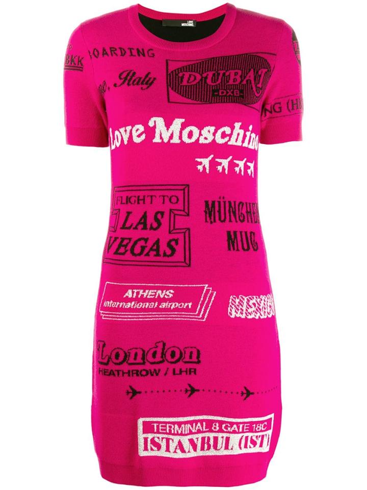 Love Moschino Intarsia Knitted Mini Dress - Pink
