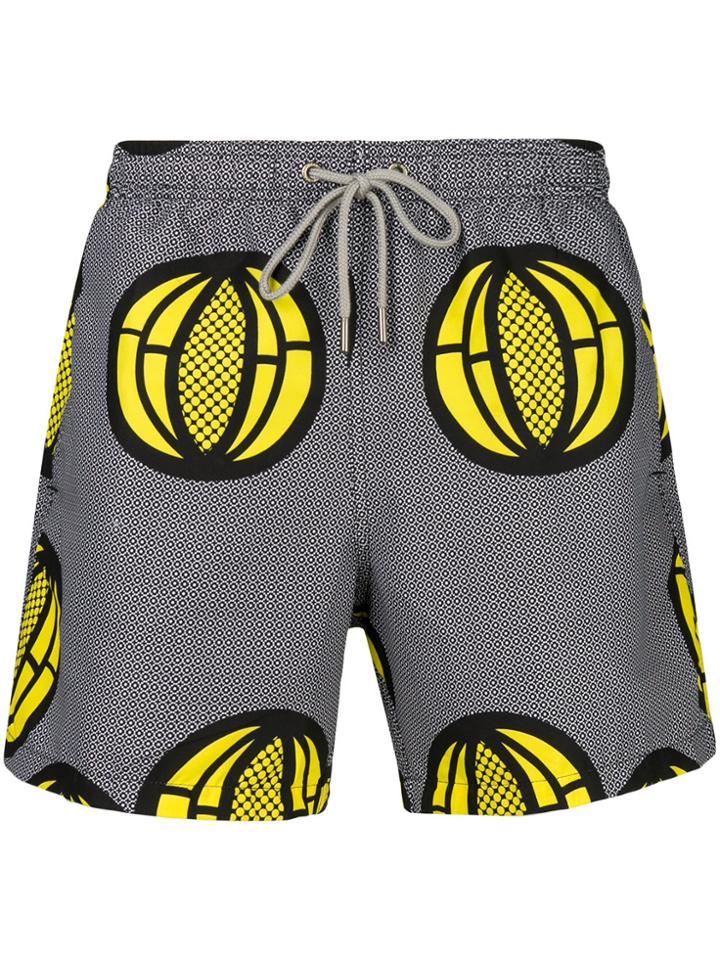 Okun Ali Melon Print Swim Shorts - Black