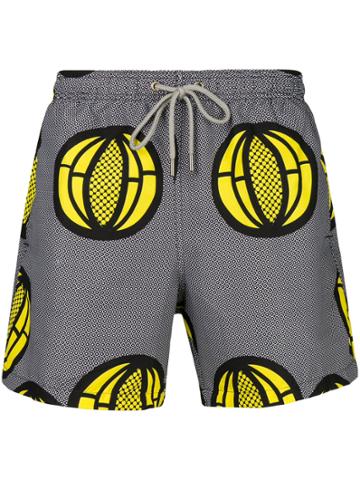 Okun Ali Melon Print Swim Shorts - Black