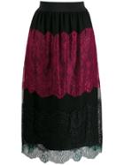 Twin-set Colour Block Lace Skirt - Black