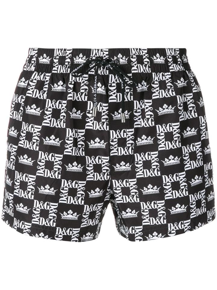 Dolce & Gabbana Logo Mosaic Swim Shorts - Black