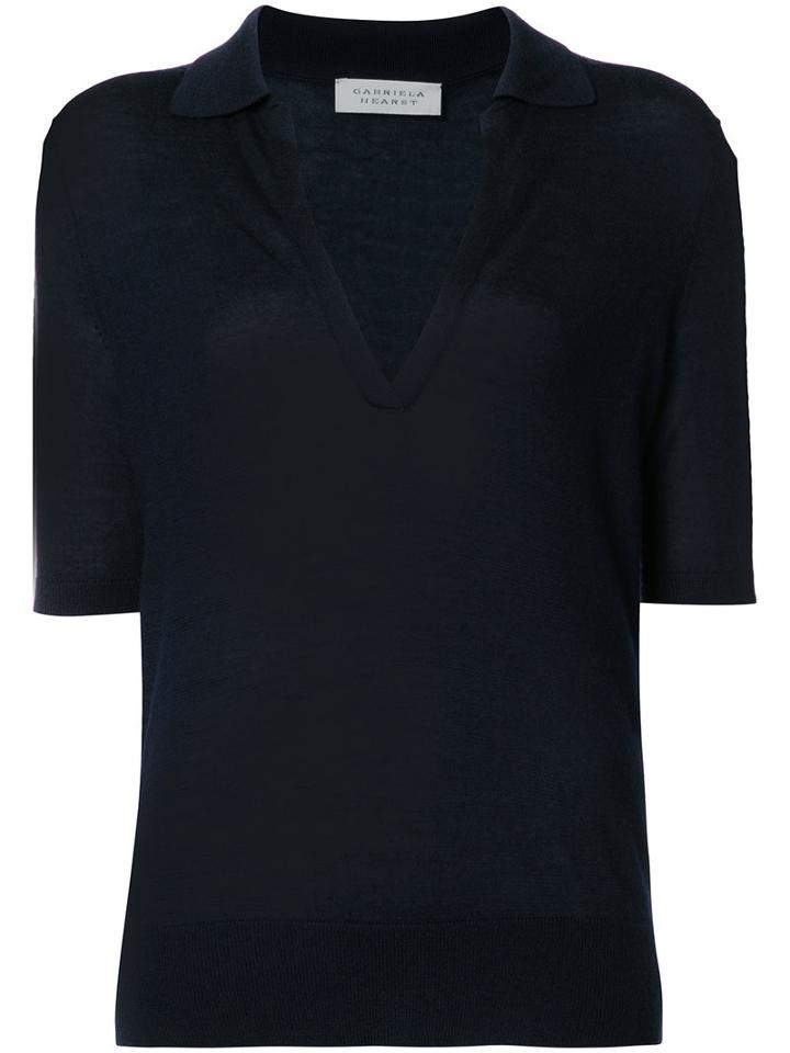 Gabriela Hearst V-neck Top, Women's, Size: Small, Blue, Cashmere/silk