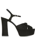 Saint Laurent Candy Platform Sandals, Women's, Size: 38, Black, Suede/leather