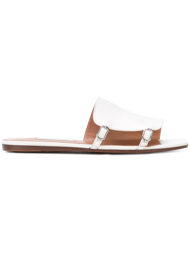 L'autre Chose Buckled Slide Sandals - White