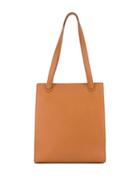Chanel Vintage Caviar Skin Logo Embroidered Tote Bag - Brown