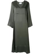 Asceno Dotted-line Print Silk Dress - Green