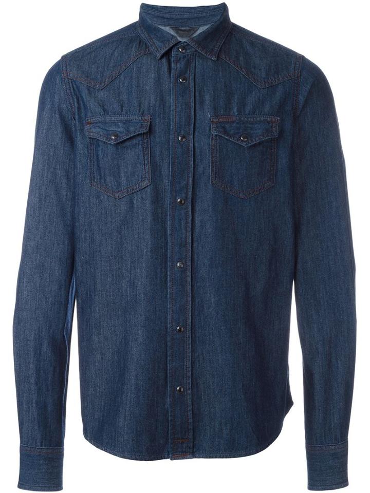 Diesel Patch Pocket Denim Shirt, Men's, Size: Xxl, Blue, Cotton