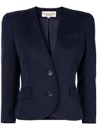 Christian Dior Vintage Structured Shoulder Jacket - Blue