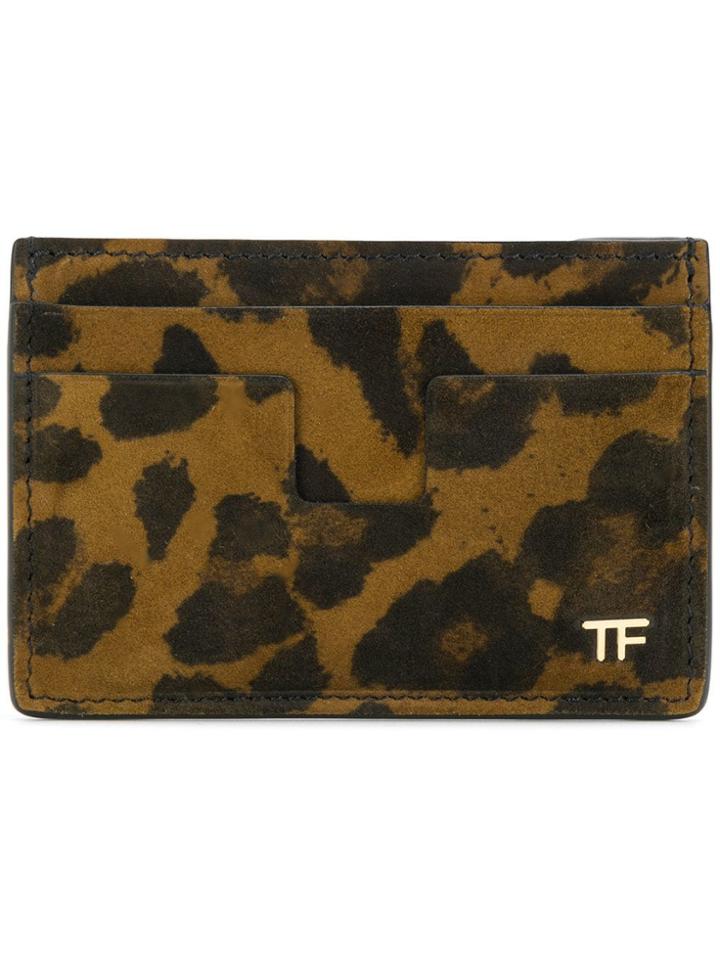 Tom Ford Leopard T Line Cardholder - Brown