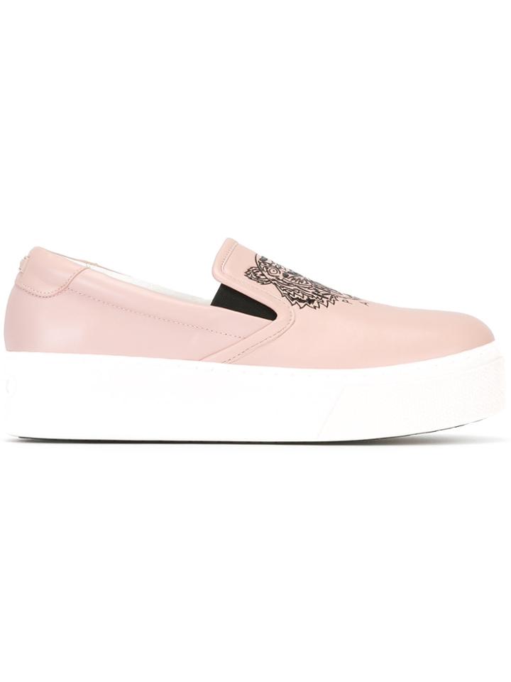 Kenzo Tiger Slip On Sneakers - Pink & Purple