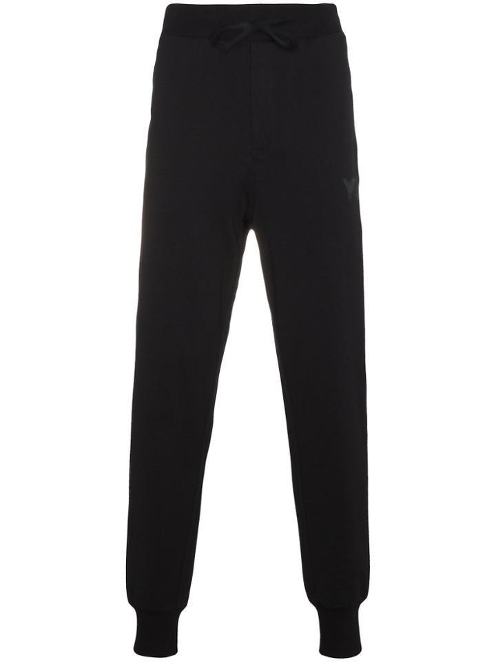 Y-3 Logo Print Cuffed Sweatpants - Black