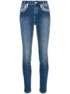 Twin-set Pearl Embellished Skinny Jeans - Blue