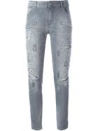 Pierre Balmain Distressed Skinny Jeans, Women's, Size: 25, Grey, Cotton/polyester