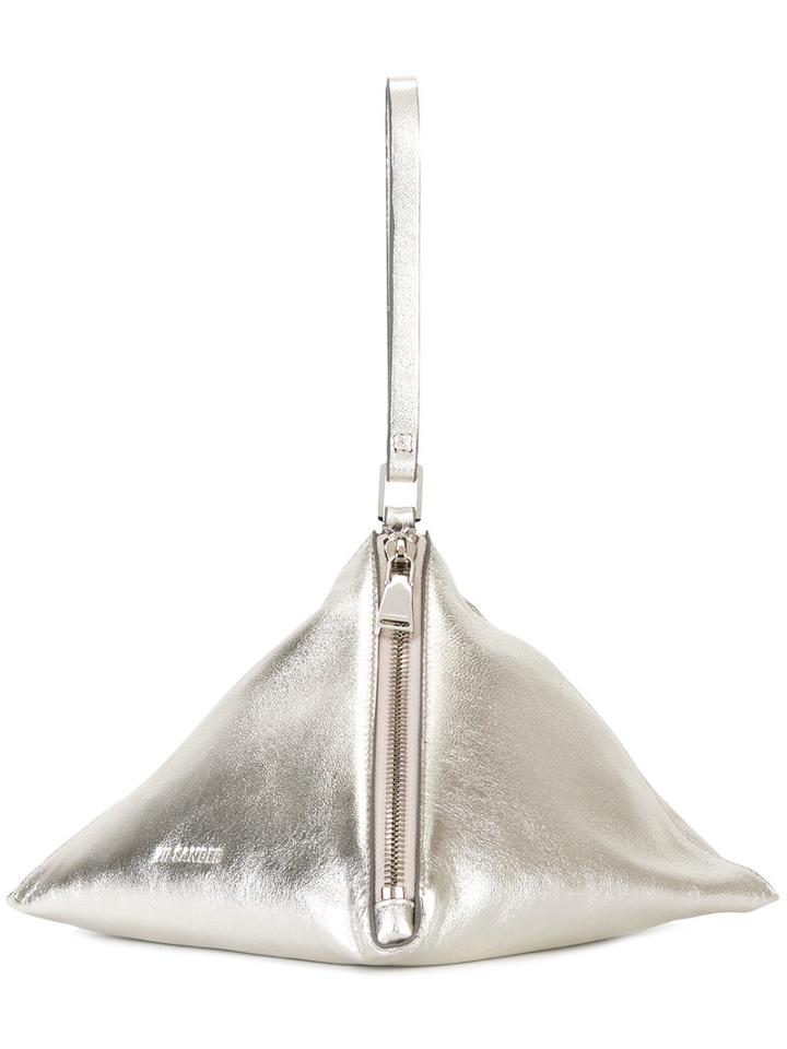 Jil Sander Origami-inspired Clutch Bag, Women's, Grey, Leather