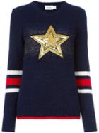 Coach 'star' Jumper, Women's, Size: Medium, Blue, Polyamide/merino/metallic Fibre