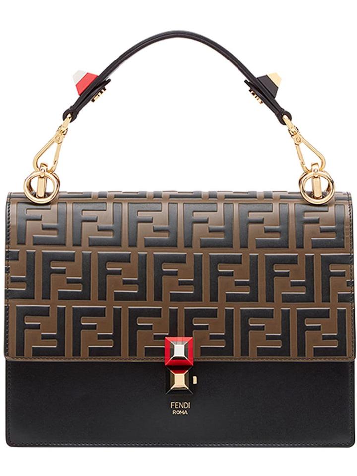 Fendi Black And Brown Kan I Shoulder Bag