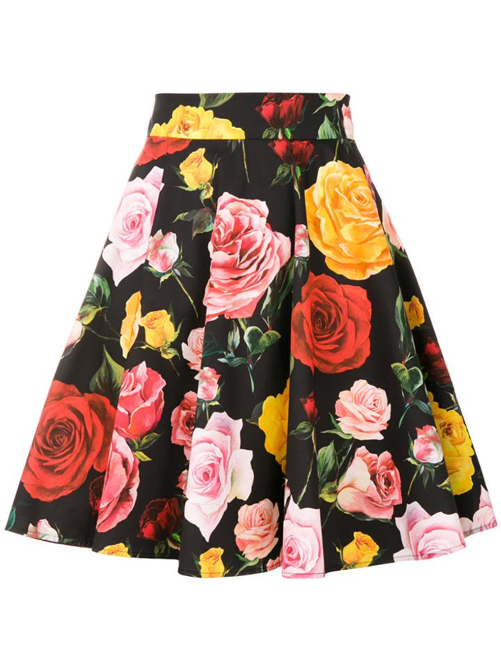 Dolce & Gabbana Floral Printed Skirt - Black