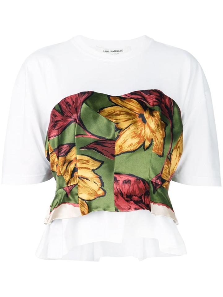 Junya Watanabe Contrast Floral Patch T-shirt - White