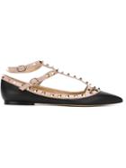 Valentino Rockstud Ballerinas, Women's, Size: 35, Black, Leather/metal Other/calf Leather