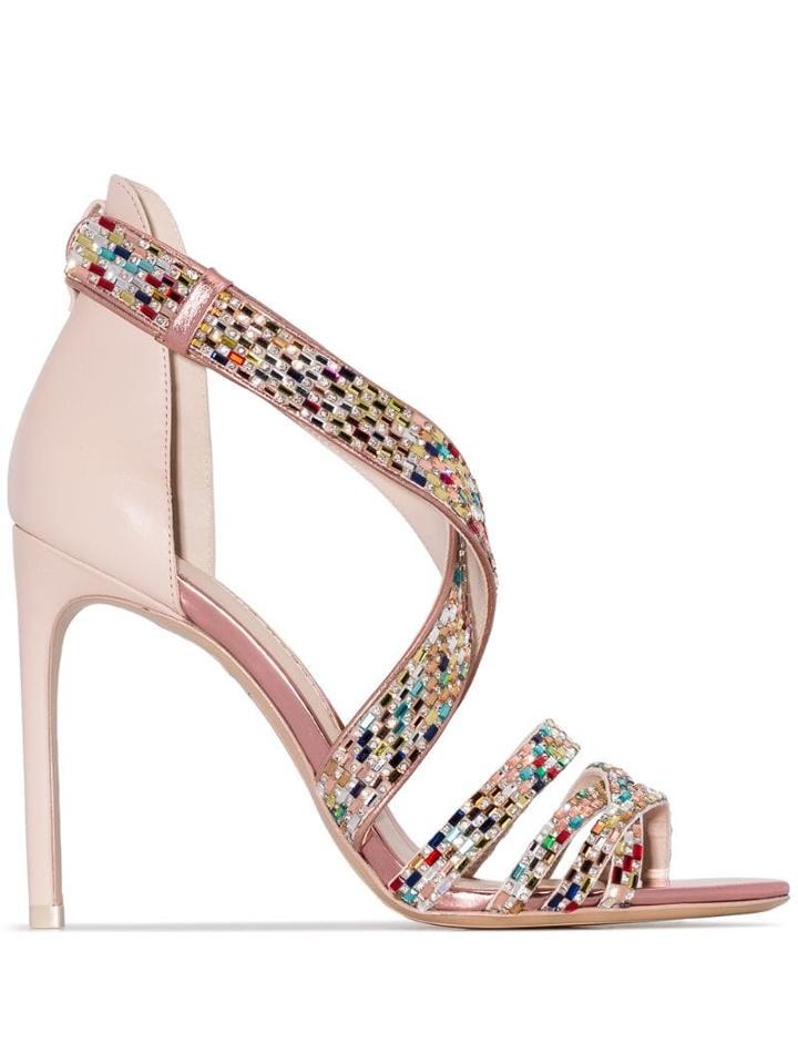 Sophia Webster Danae 100mm Crystal-strap Sandals - Pink