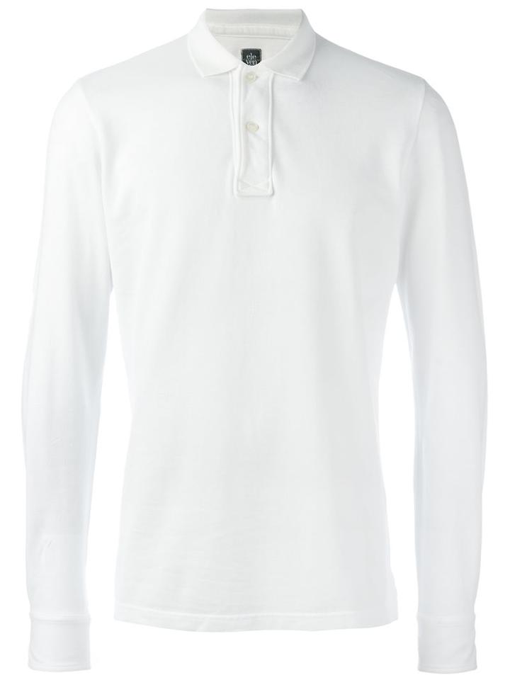 Eleventy Long-sleeve Polo Shirt, Men's, Size: Medium, White, Cotton