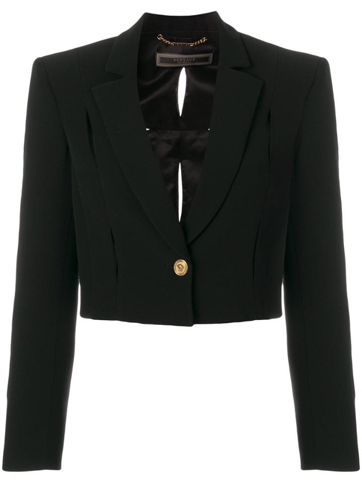 Versace Cropped Tuxedo Jacket - Black