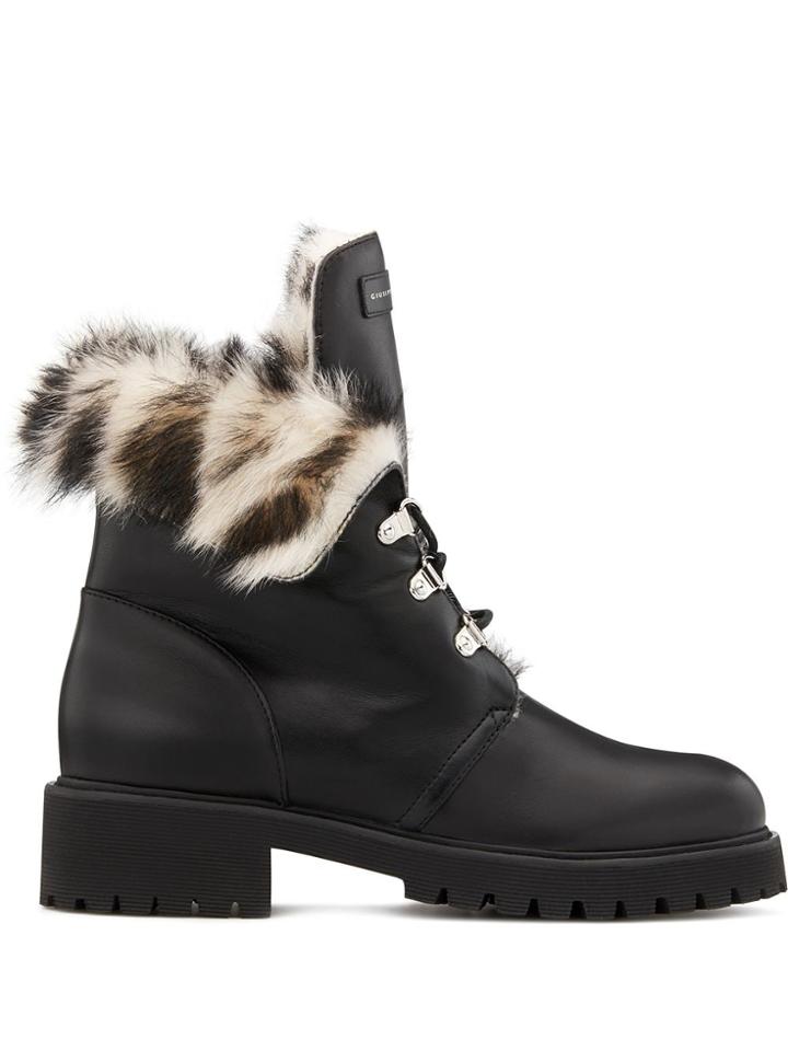 Giuseppe Zanotti Phillis Sheepskin Lined Combat Boots - Black